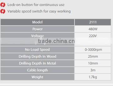 Ronix power tools Electric Drill 10mm 480W model 2111