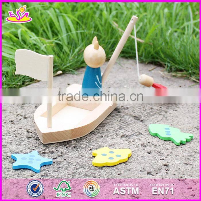 2016 new design kids wooden cat fishing toy W01B029