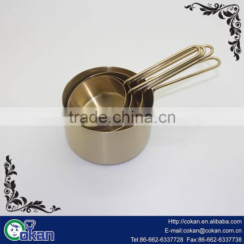 4pcs Stainless Steel Measuring Cup Set with golden plating CK-S069A high quality and hot selling