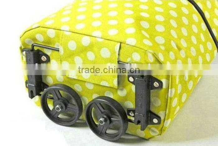 eco recycle bag shopping trolley wheel bag with zipper