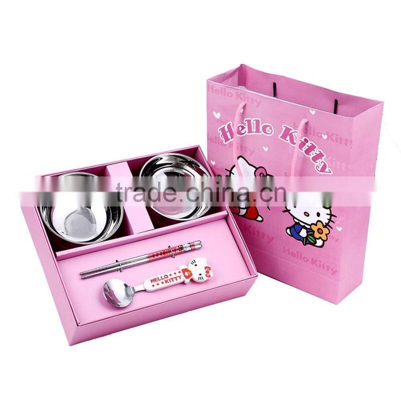 Korean fashional hot sell top quality cartoon style stainless steel food grade material flatwares cutlery set