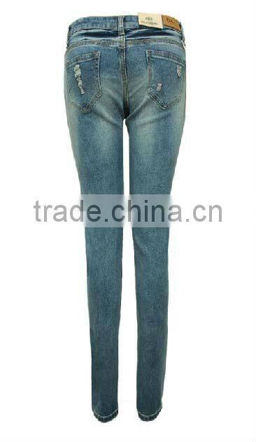 Hot sales fashionable denim jeans pent OEM china garment factory direct woman jean