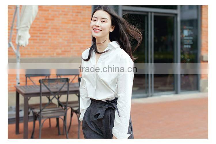 SZXX wholesale Womens Lady White V-Neck Casual Blouse Shirts