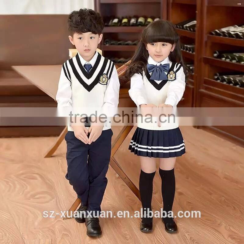 Custom European style high quality primary school uniform for girls and boys