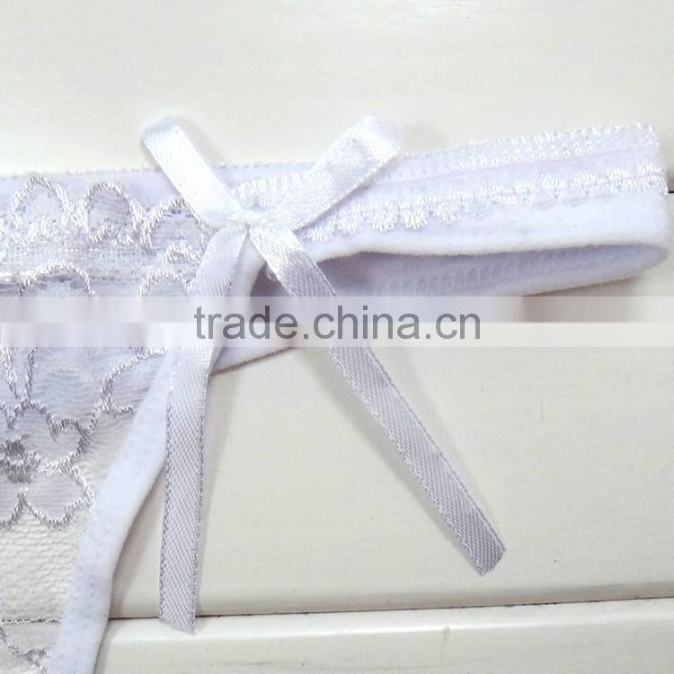 Brand new sexy lady t-back transparent hot lady lace t-back panties with bows in stock