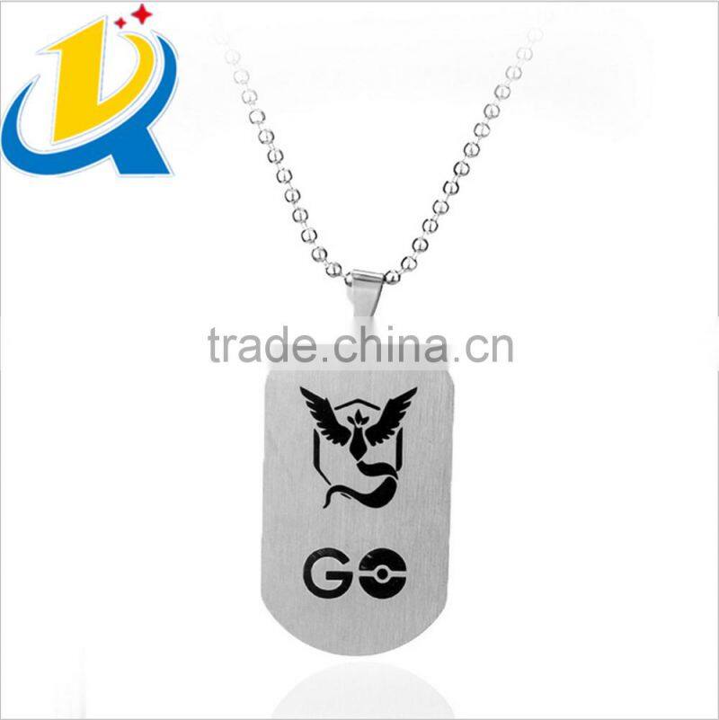 New design popular stainless steel pokemon go custom necklace