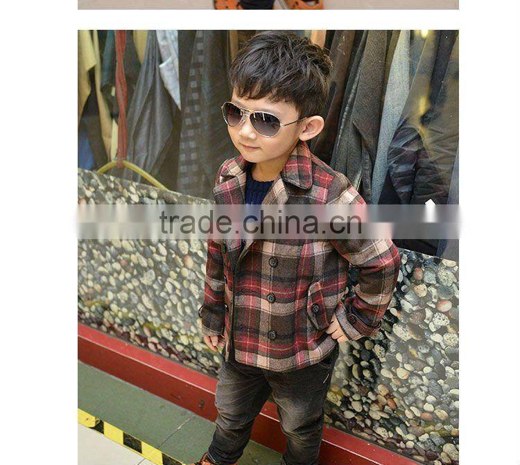 2016 high quality boys lattice coats 100% Cotton Long Sleeve