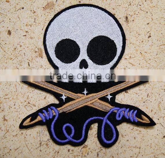 2017Customized cool skull Embroidery Patch, virious skull Embroidered Patch