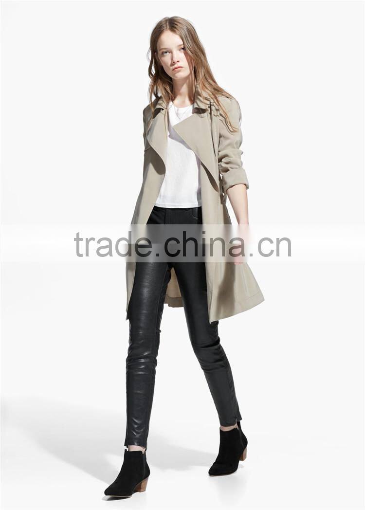 Ladies black faux leather leggings slim fit high-waist leather trousers