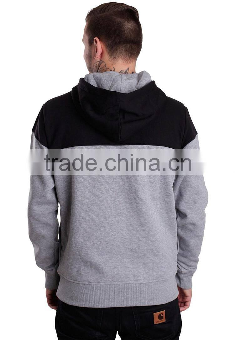 Cotton pullover hoodie black and grey color hoodies fabric