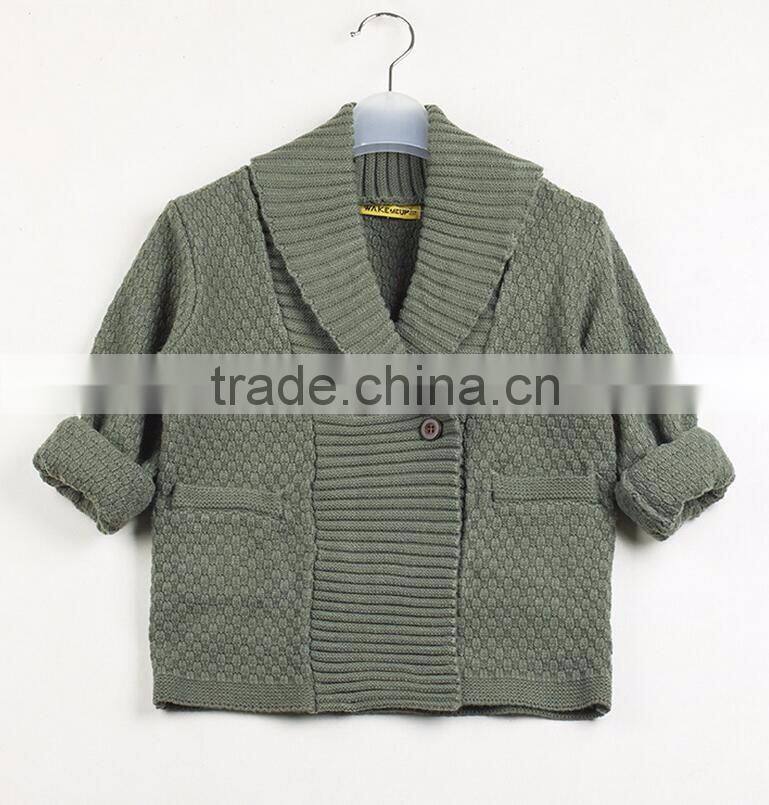 Spring Warm Knitting Sweater For Little Boys Children Thick Knitted Kimono With Button Front