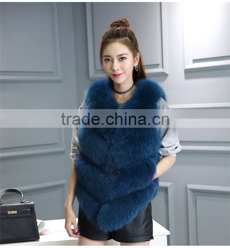 2016 New Arrival Full Pelt Fox Fur Gilet Women Fashion Whole Skin Fox Fur Vest Factory Wholesale Retail OEM Low Discount