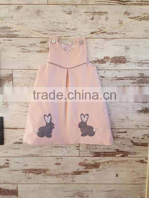 Girl Pinafore Dress Kids Easter Bunny Pink Dress