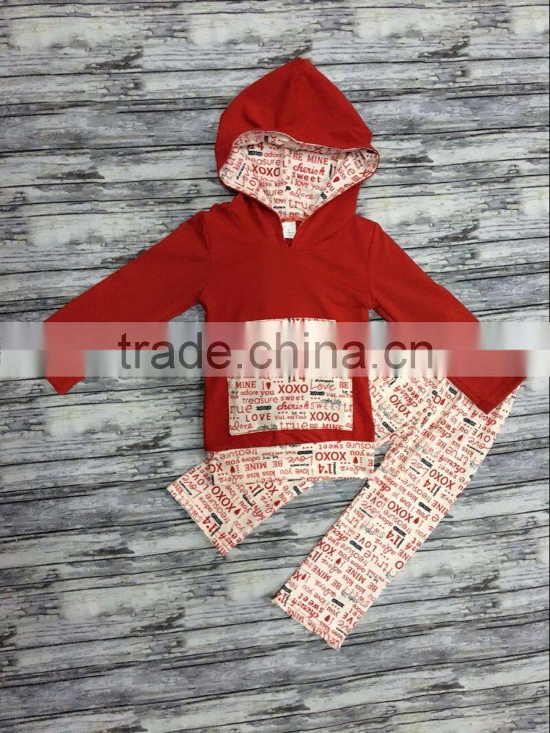 Kids Clothes 2016 girl Spring red clothing kids giggle moon remake outfits wholesale Valentine children's boutique