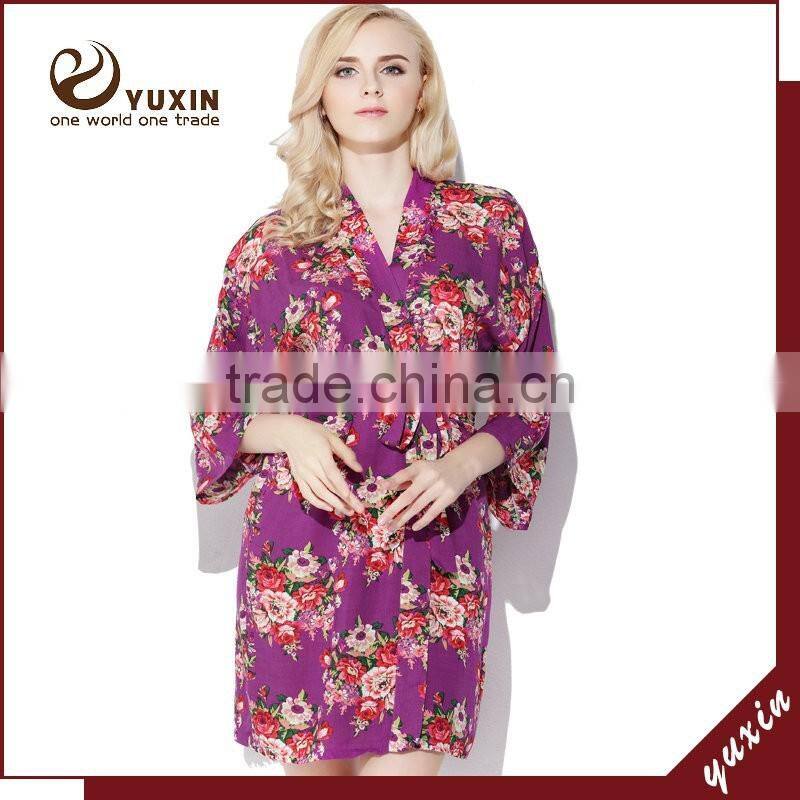 Wedding Bridal Party Short Cotton Floral Robe floral bridesmaid robe FR0046