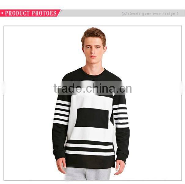 Wholesale striped box print sweatshirt custom design men's crew neck sweatshirt