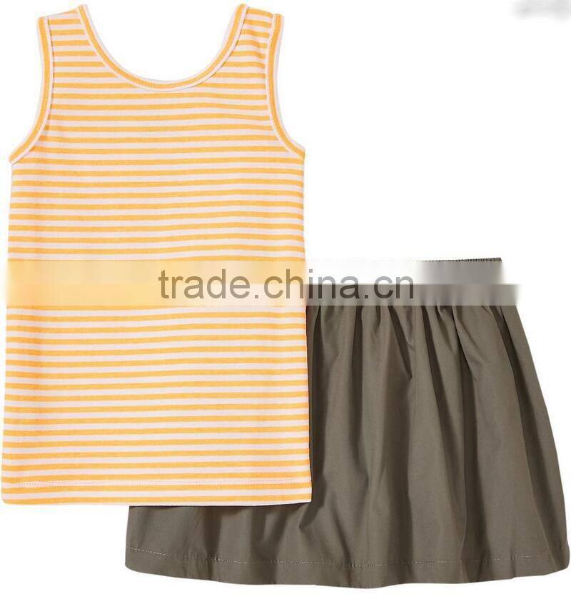 Custom stripes children clothes wholesale t shirt/shorts sets