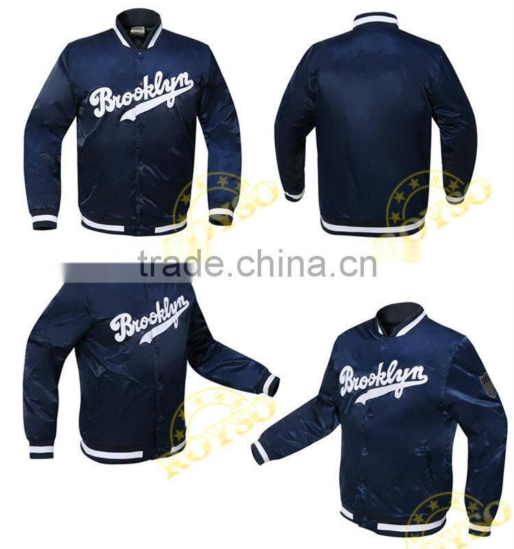 Wholesale Nylon Satin Silk Blank Custom Winter Varsity Bomber Men Jackets Wears Women Wholesale