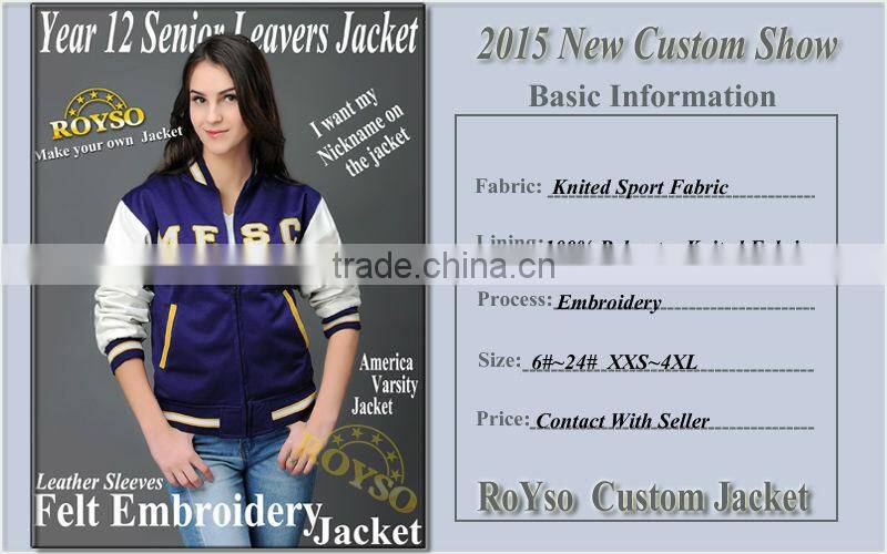 Custom Logo American Youth Size Jacket Letterman Varsity Baseball Women Jacket