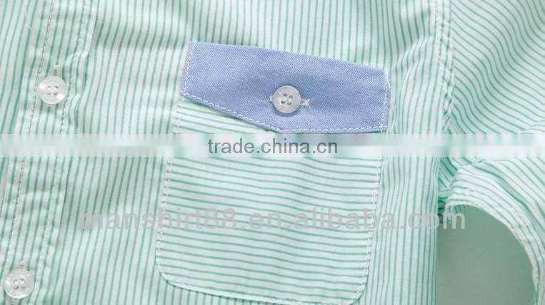 2016 left chest pocket contrast color oxford kids shirt