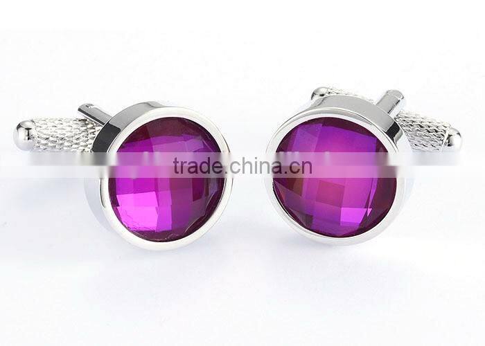 Men's Stainless Steel Cufflinks with purple Back