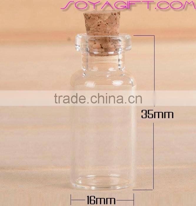 16mm Clear Glass Wishing Bottle With Cork Stopper and Test Tube for Lab