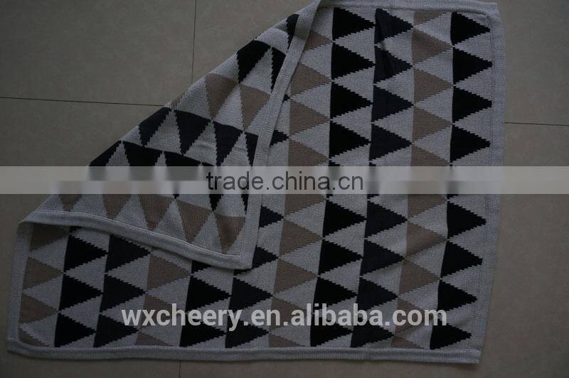 super soft cotton/polyester acrylic knitted baby blanket