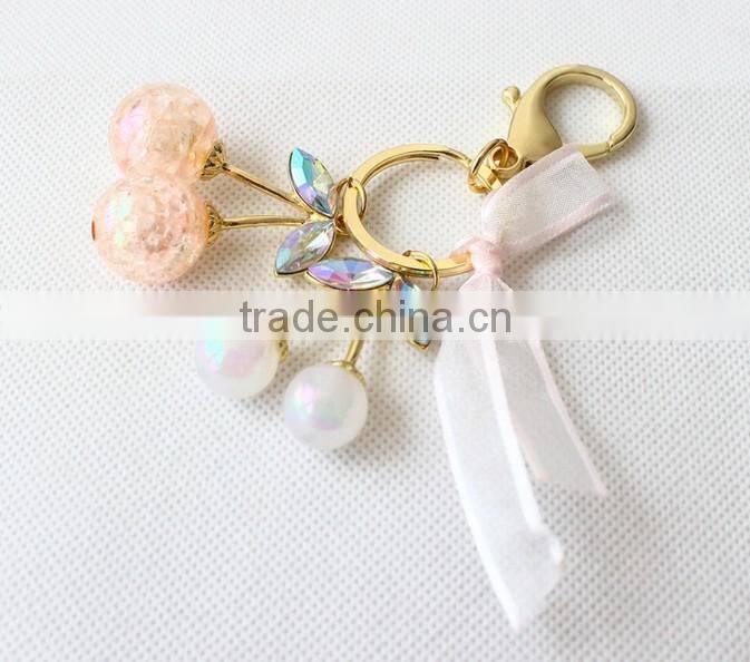 Promotional Gifts,Keychain,Key Chain,Glass Bead Cherry Carabiner Key Rings