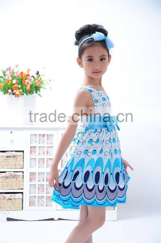 New 2014 sleeveless girl's dresses, casual summer princess dress girl bow, Children Clothing