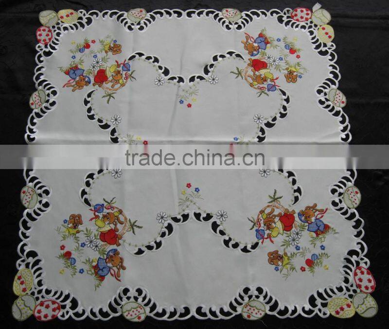 100% Polyester Embroidery Handmade Tablecloth for Easter