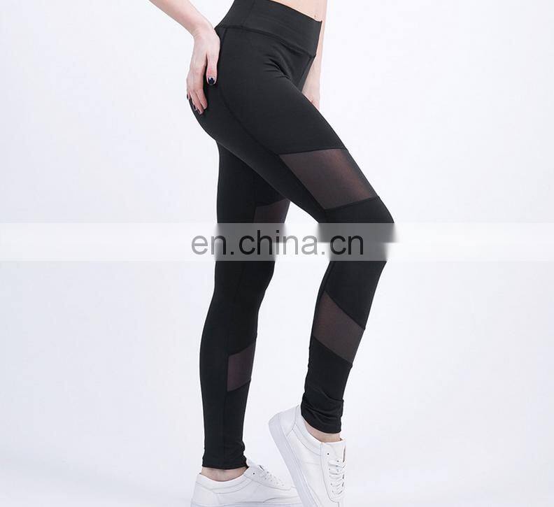 OEM Fashion women's yoga wear mesh insert fitness leggings wholesale sport leggings