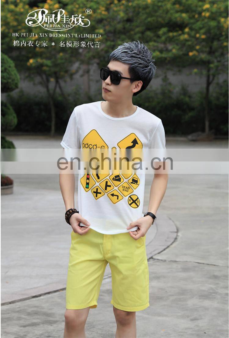 2017 Peijiaxin Casual New Design Guidepost Men Printed Fashion T shirt