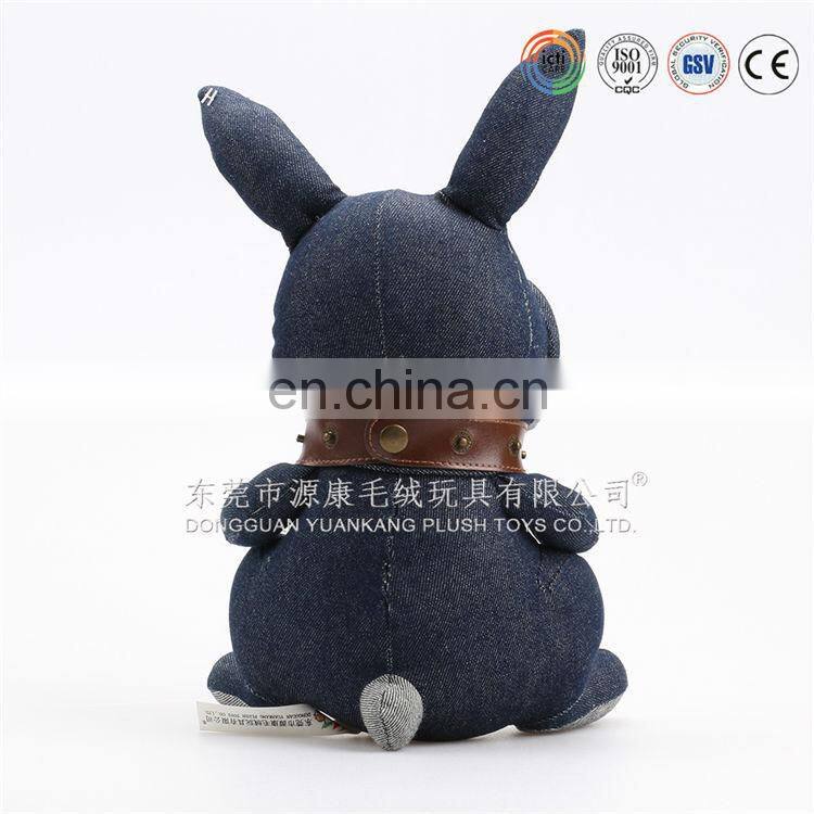 OEM sitting long ears brown soft plush rabbit toy with bag
