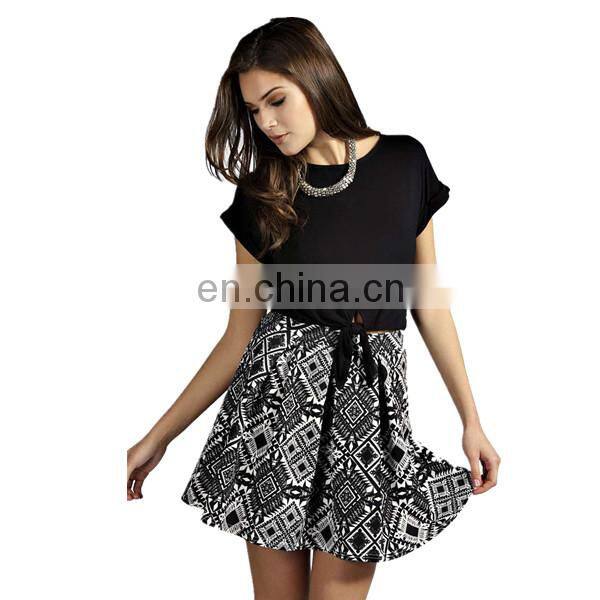 Latest fashion trend printed short skirt for woman