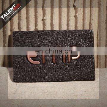 custom private metal casting brand logo label leather patches for jeans