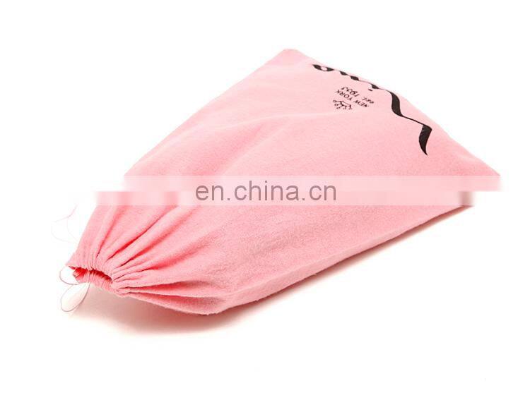 Wholesale cotton flannel drawstring shoe bag for packing shoes