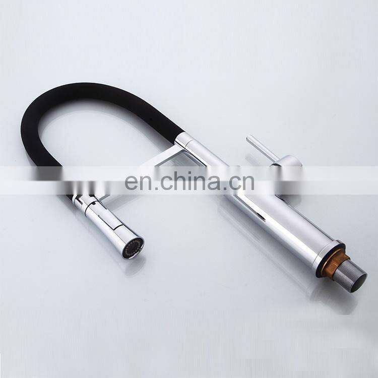 High technology polishing plated flexible hose pull out kitchen mixer faucet