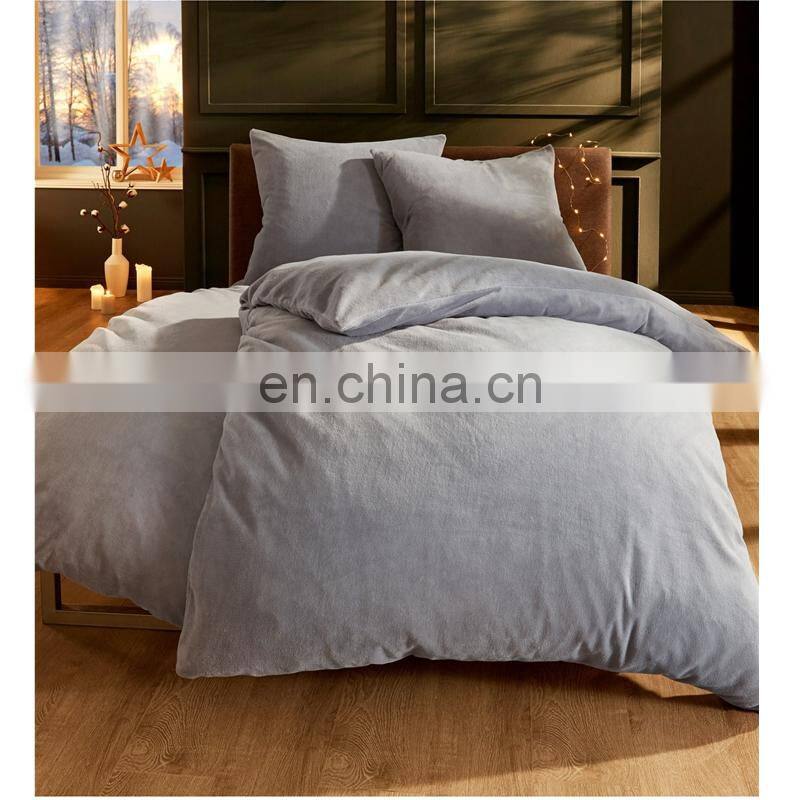 i@home 100%polyester soild color microfiber coral fleece bed duvet cover sheet set