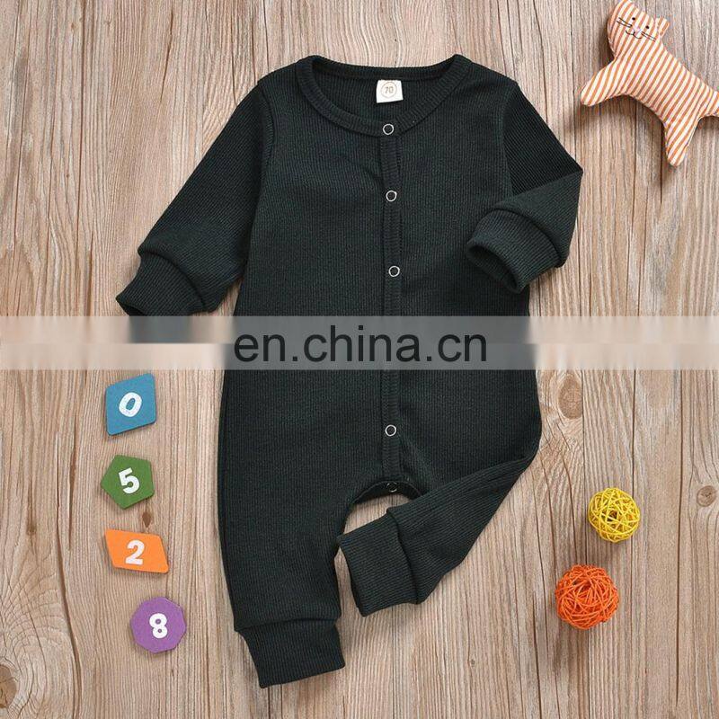 Toddler Baby Overalls Rompers Spring Summer Round Collar Jumpsuit Boy Girl Solid Color Bodysuit for 0-18M