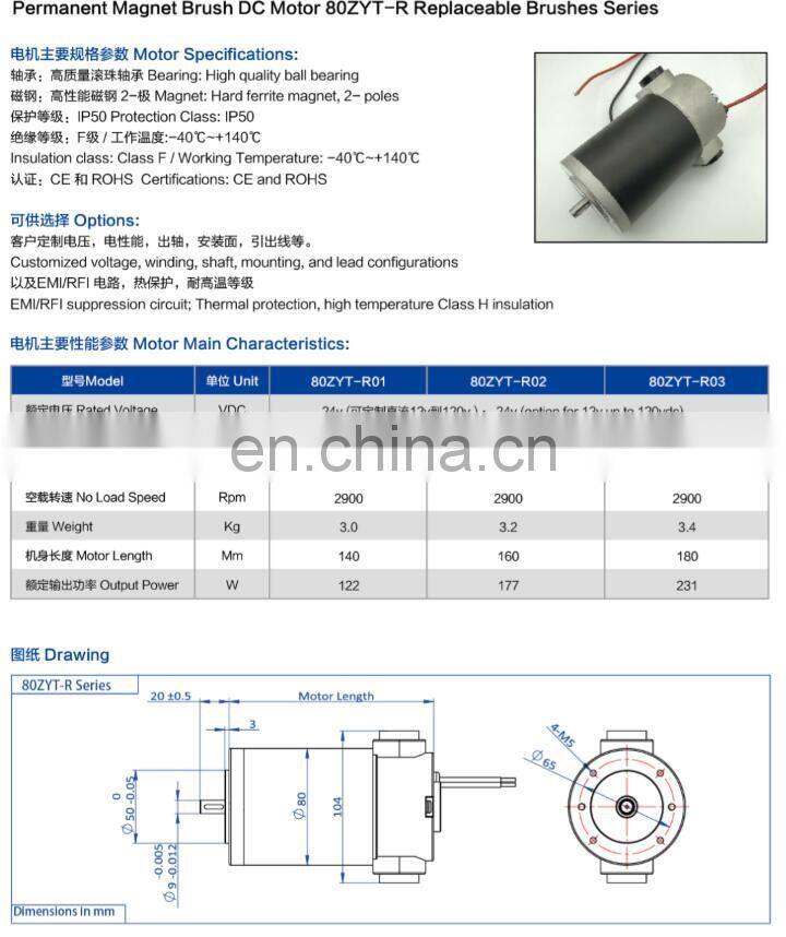 Automatic Stair Lifting Gate Lifting DC Motors, Worm Gear Version Option