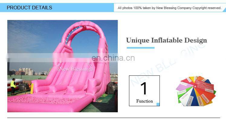 Wholesale customized theme pink inflatable kids dry slide with ocean ball pool