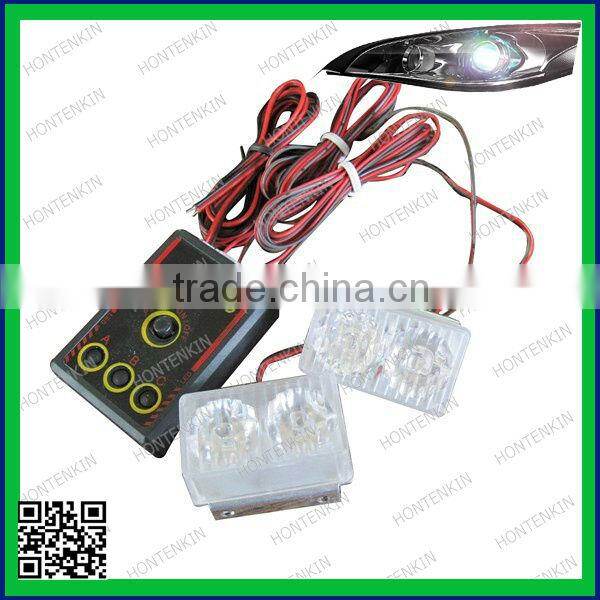 12V 12 x 2LED DIY Bule White Red Flashing Tail Lights Warning Light Emergency Lamp /rectangle