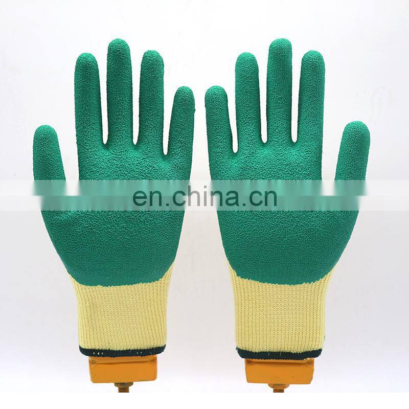 10G Poly-cottton Liner Etched-Finish Rubber Palm Coated Gloves Latex Work Non-slip Gloves With Textured Rubber Dipped