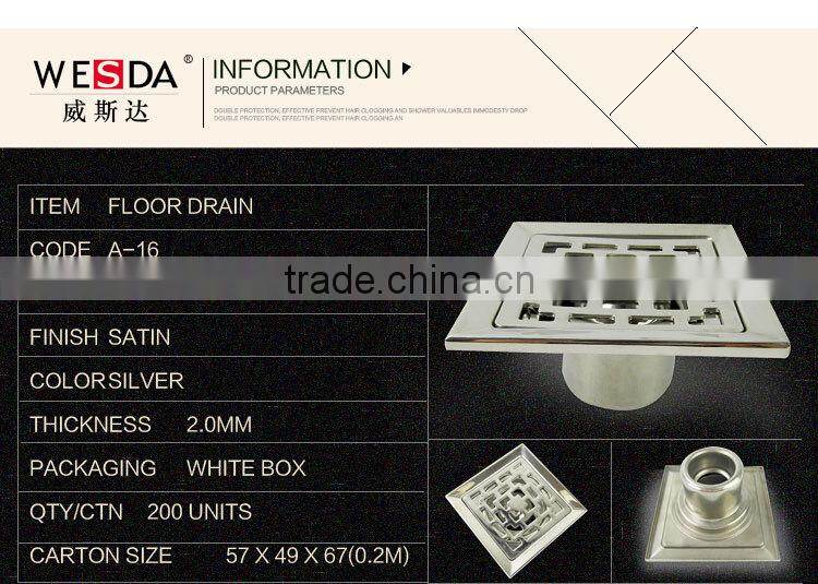 WESDA 3.5inch new style Full set adjustable floor drain with bottom outlet Stainless Steel Floor drain,roof drain, shower drains