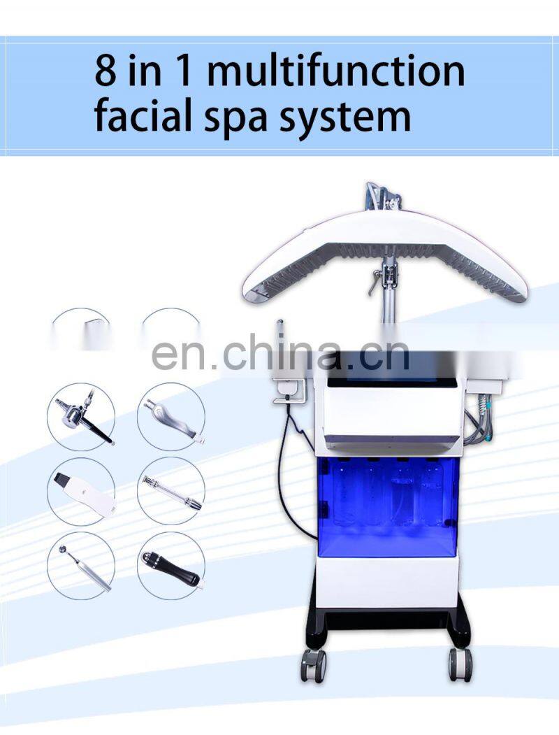 Professional 8 in 1 ultrasonic face deep cleaning dermabrasion machine with pdt