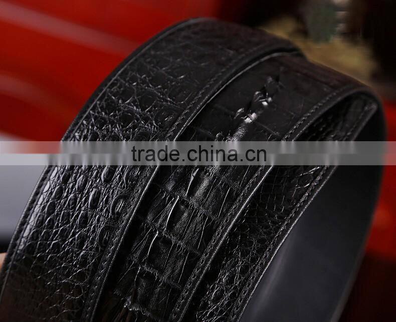 100% good quality gift genuine crocodile skin leather classic belt factory hot selling pin buckle belt for men simple noble