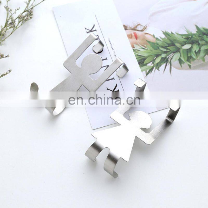 2Pc Stainless Steel Storage Rack for Kitchen Lovers Shaped Hooks Hanger Clothes Towel Home Cabinet Door Hanger Rack Tool