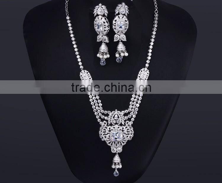 Newest Trending Item African Look Wedding Luxury Set CZ Pearl Jewelry Set