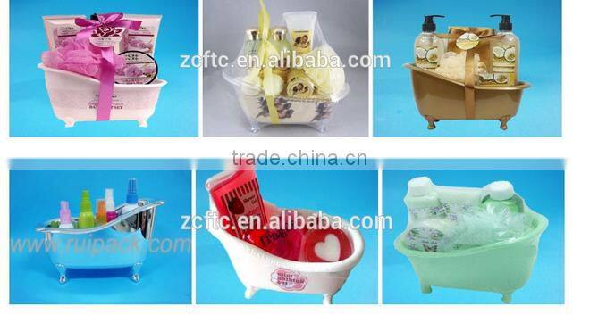 Cute plastic mini bathtub container in bathroom,bathtub shape washing products container