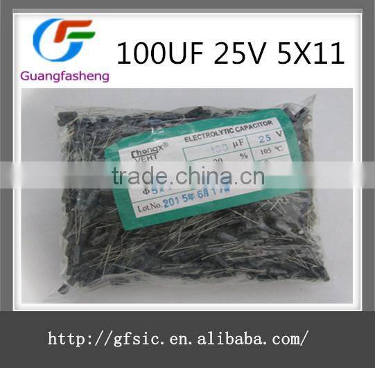electron component Capacitor Resistor 100UF 25V 5X11